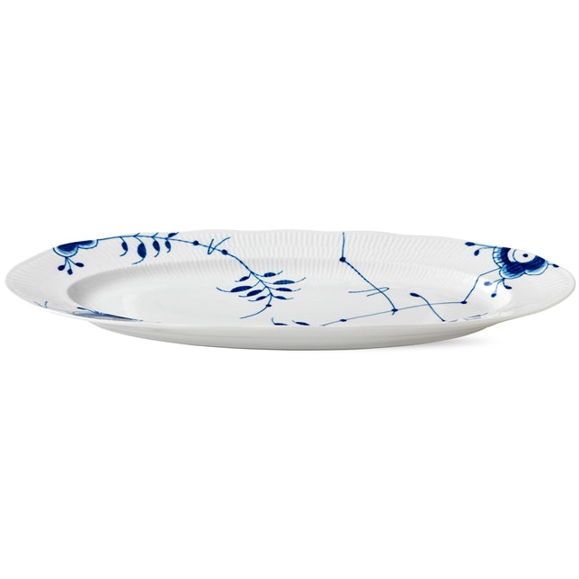 Blå Mega riflet fad - 60 cm.